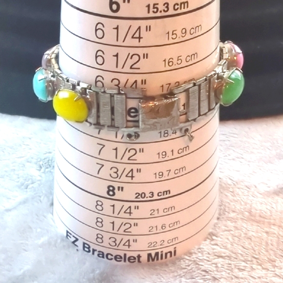 Vtg SARAH COVENTRY Party Pastels Bracelet, Silvertone, Multi Color Stones - Picture 6 of 7